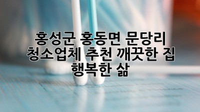 홍성군 홍동면 문당리 청소업체 추천: 깨끗한 집, 행복한 삶! ✨